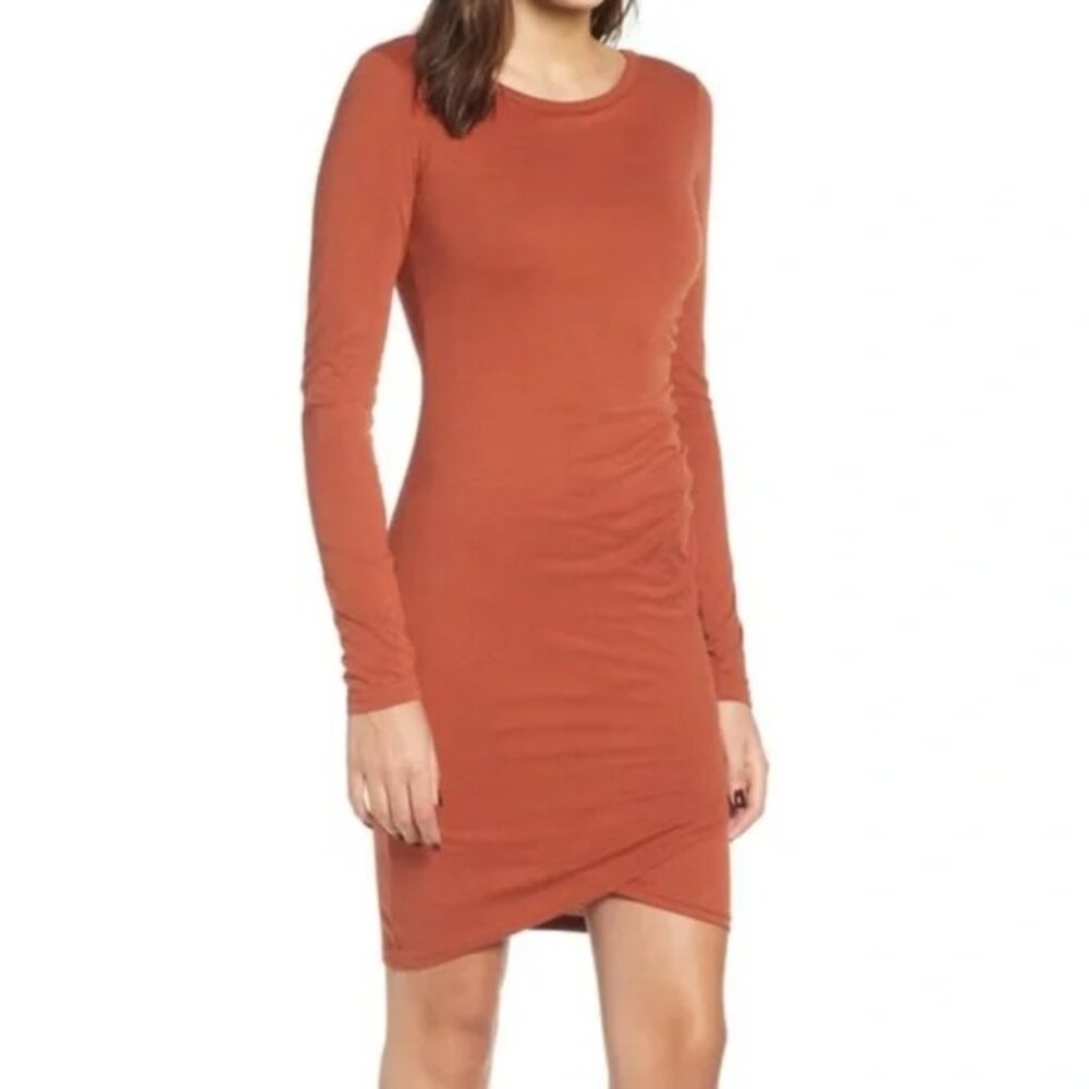 Leith ruched long-sleeve dress